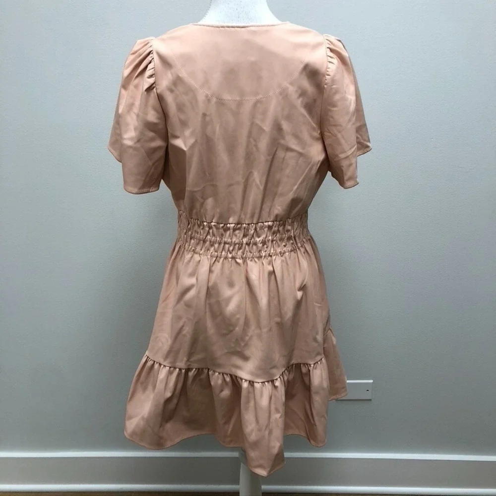 Anthropologie Faux Leather Fit And Flare Dress Womens Medium Pink Coquette